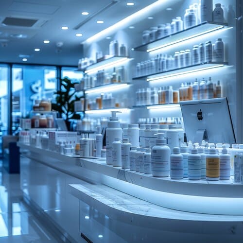 Laboratório de ponta da Órion Farmácia de Manipulação, com equipamentos modernos, vidrarias limpas e organizadas, e um profissional em jaleco branco focado na manipulação de substâncias. A imagem representa o ambiente de alta tecnologia e o rigor científico que garantem a excelência e a qualidade superior das fórmulas manipuladas, consolidando a Órion como a melhor farmácia de manipulação em termos de inovação e segurança.